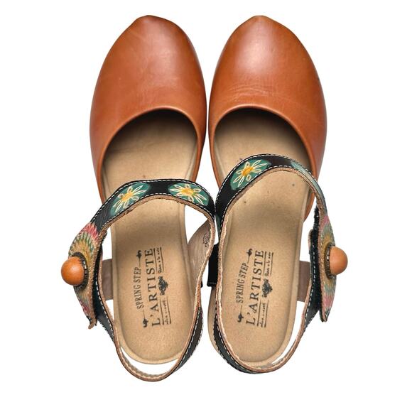 L’Artiste | Women | Glovely Art-To-Wear Boho Leather Wedge Sandals | Sz 6.5-7 - Picture 5 of 16